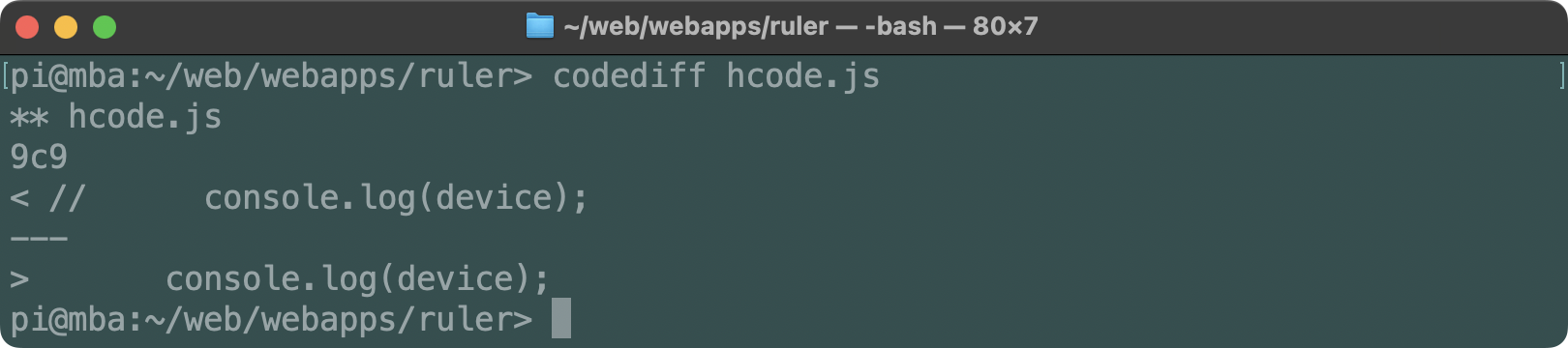 Diff of current hcode.js with last snapshot